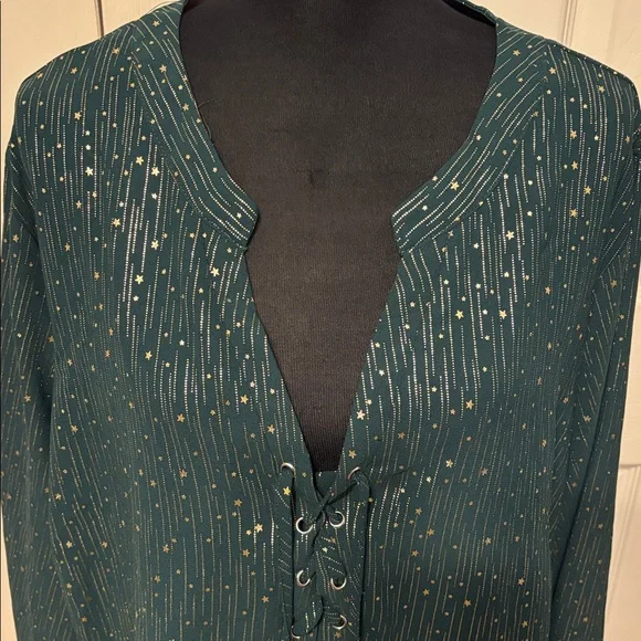 BloomChic Plus Glitter Lantern Sleeve Blouse - Picture 3 of 13